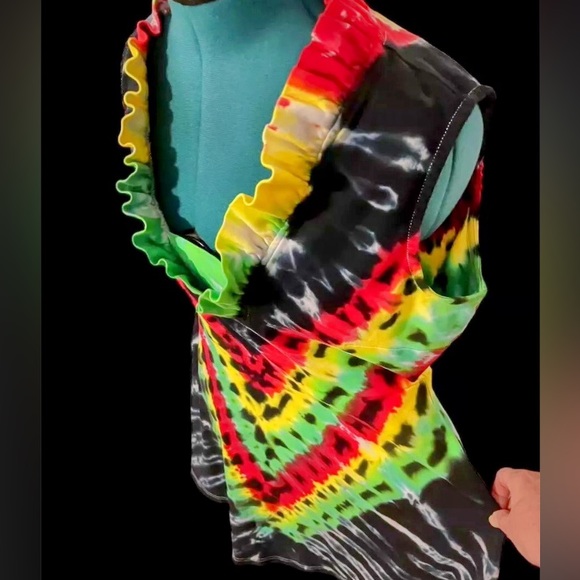 Hand Crafted Dresses & Skirts - Tie Dye Dress Ladies Medium Rasta Colors